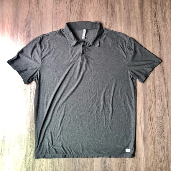 Vuori Strato Tech Polo Mens 2XL Charcoal Heather Short Sleeve Performance Shirt - Picture 1 of 6